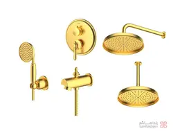 متعلقات شیر حمام توکار شودر مدل زیگموند تیپ 4 BRASS طلایی مات