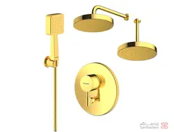 متعلقات شیر حمام توکار شودر مدل مارینو تیپ 3 ABS شیری طلایی