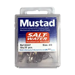 قلاب موستاد آب شور (Mustad) (25 تایی) سایز 4/0 | فروشگاه لوازم ماهیگیری آنزوپلاس