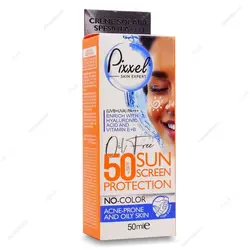 کرم ضد آفتاب بدون رنگ Spf50 برای پوست های چرب و مستعد آکنه پیکسل pixxel