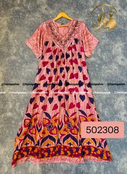 پیراهن نخی هندی طرح قلبی