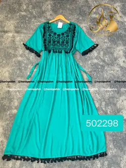 پیراهن نخی هندی منگوله دار