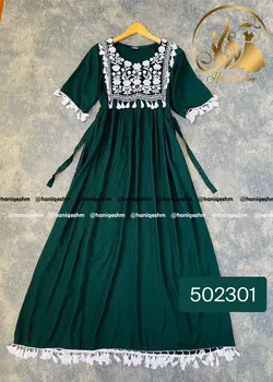 پیراهن نخی هندی منگوله دار