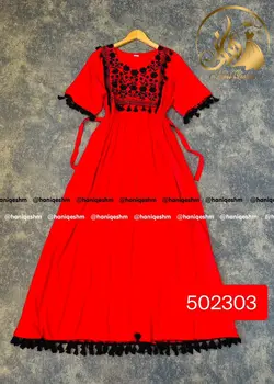 پیراهن نخی هندی منگوله دار