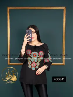 بلوز طرح گل دایره برجسته