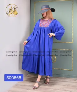 پیراهن نخی طرح یقه لوزی