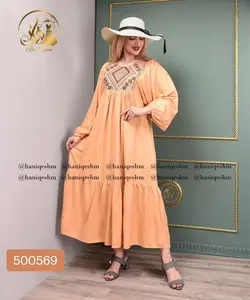 پیراهن نخی طرح یقه لوزی