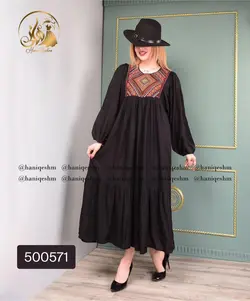 پیراهن نخی طرح یقه لوزی