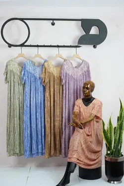 پیراهن ماکسی نخی راحت طرح شبنم