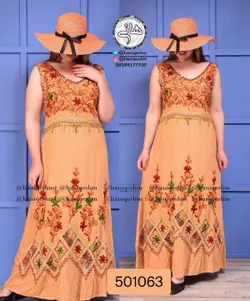 پیراهن ماكسی كاموابافی آستین حلقه ای