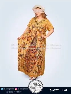 پیراهن نخی طرح طاووس