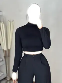 کراپ یقه 3 سانت کش بافت