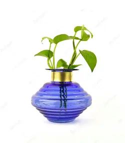 گلدان آبگینه مدل مینو رنگ لاجوردی- کد 004 - فروشگاه اینترنتی صنایع دستی برزان