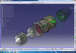 دانلود مدل سه بعدی شبیه سازی چرخش موتور جت در نرم افزار Catia