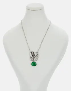 گردنبند نقره سنبل و عقیق سبز