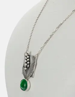 گردنبند نقره سنبل و عقیق سبز