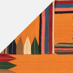 گلیم دستباف دو متری بختیاری سفره کامو نارنجی