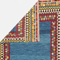 گلیم سوزنی دستباف یک متری آذربایجان آبی