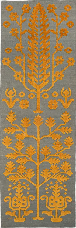 گلیم فرش دستباف کناره سه متری بختیاری سایه طوسی