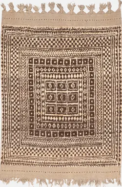 گبه دستباف بختیاری قابی کرم پنج متری
