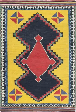 گلیم سوزنی دستباف آذربایجان زرد سه متری