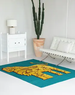 گلیم فرش دستباف تصویری طرح شیر