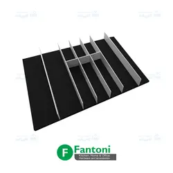 جای قاشق و چنگال مشکی با تقسیم کننده آلومینیومی ثابت ریل اسلیم فانتونی O151 تا O154