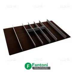 جای قاشق و چنگال چوبی تیره با تقسیم کننده آلومینیومی ثابت ریل اسلیم فانتونی O171 تا O174