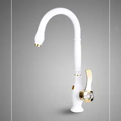 شیر ظرفشویی شیذر مدل یاقوت سفید طلایی