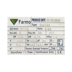 پمپ آب فارمو FARMO مدل یک اسب بشقابی