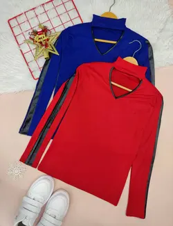 بلوز آستین چرم کد d394