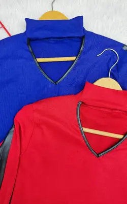 بلوز آستین چرم کد d394