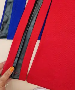 بلوز آستین چرم کد d394