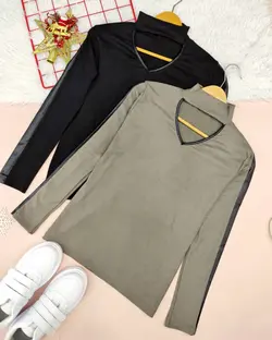 بلوز آستین چرم کد d394