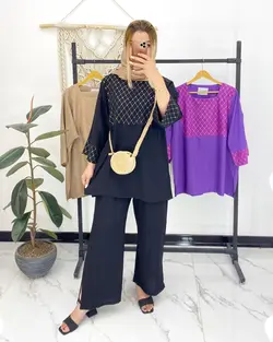 ست مانتو شلوار وانیک d63