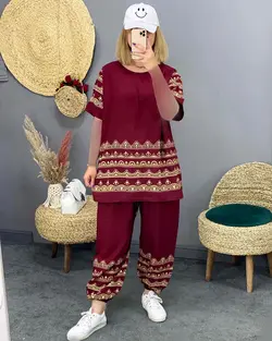 ست بلوز شلوار نخی کدc748