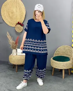 ست بلوز شلوار نخی کدc748