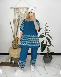 ست بلوز شلوار نخی کدc748