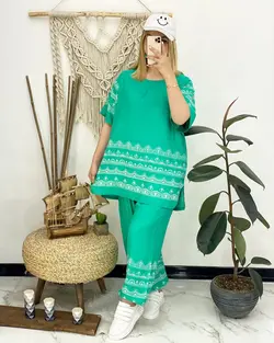 ست بلوز شلوار نخی کدc748