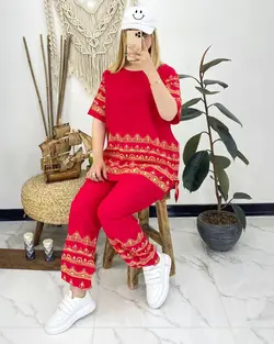 ست بلوز شلوار نخی کدc748