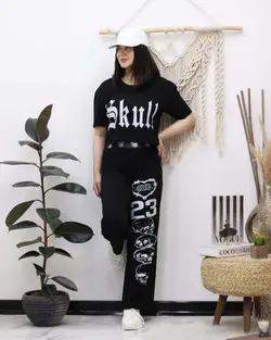 ست کراپ شلوار طرحدارکدc790