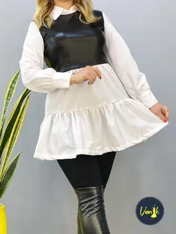 شومیز دوتیکه چرمb777