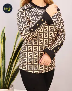 بلوز سرشونه دکمه کدb383