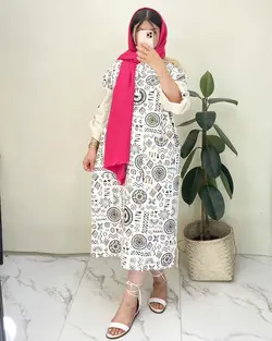 پیراهن بلند طرحدار کد d980