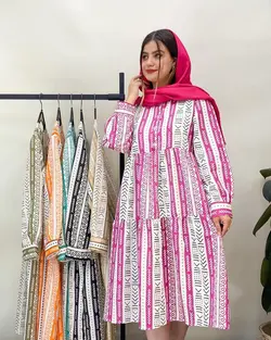 پیراهن بلند سه دکمه کد e24