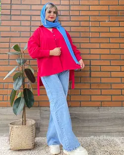 مانتو شومیزی بغل کمربند کد e155