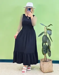 پیراهن بلند کمر کش کد e425