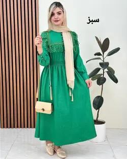 پیراهن بلند گیپور دار کد f326