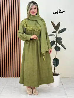 پیراهن بلند گیپور دار کد f326