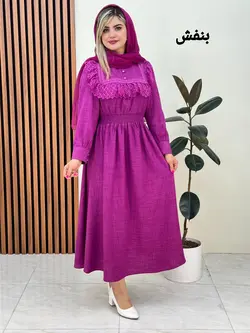 پیراهن بلند گیپور دار کد f326